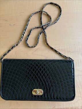 ANDE Vintage Black Patent Leather Handbag Crossbody